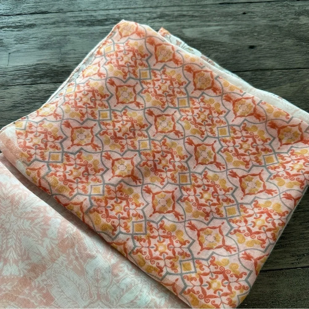 NWT New‎ Directions Lightweight Peach Multi Pattern Spring Scarf Cottagecore New